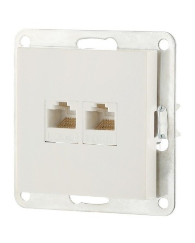 Розетка 2xRJ-45 кат.5е с накладкой, белый LK80 (846204-1). Розетка компьютерная двойная. Экопласт в Грозном