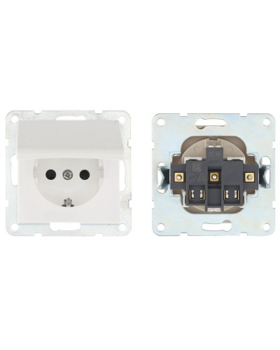 Розетка с з/к, шторками и крышкой, белый LK60 (863404-1). Розетка. Экопласт в Грозном